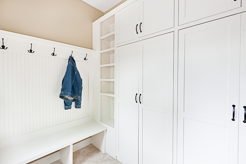 Elements every mudroom should have include individual storage spaces.