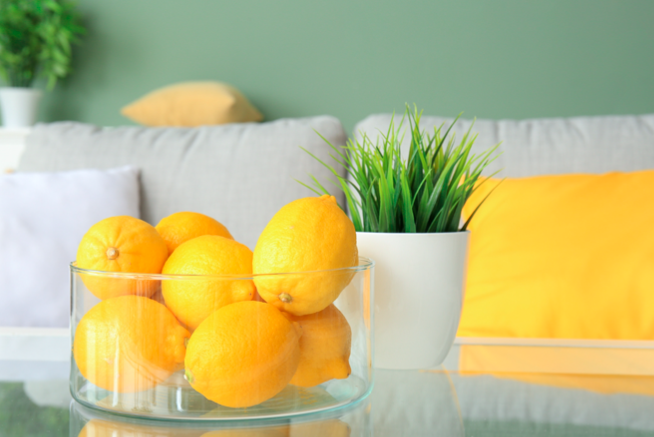 Lemons and yellow pillows add a yellow accent to your Michigan home.
